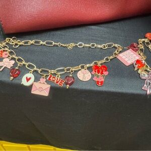 Gold Love Charm Bracelet and necklace Valentines